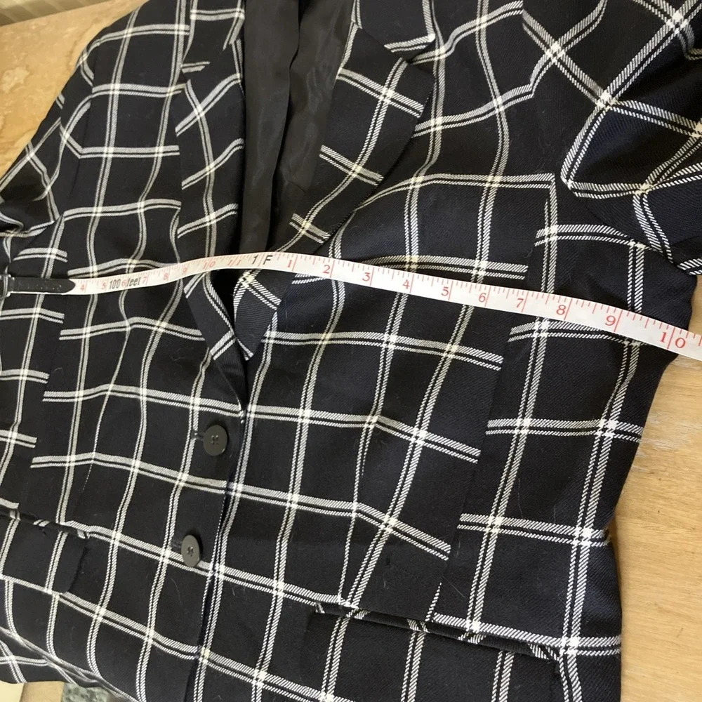 Pendleton Blazer Womens 18 Black/White Plaid‎ Equestrian Dark Academia 100% Wool